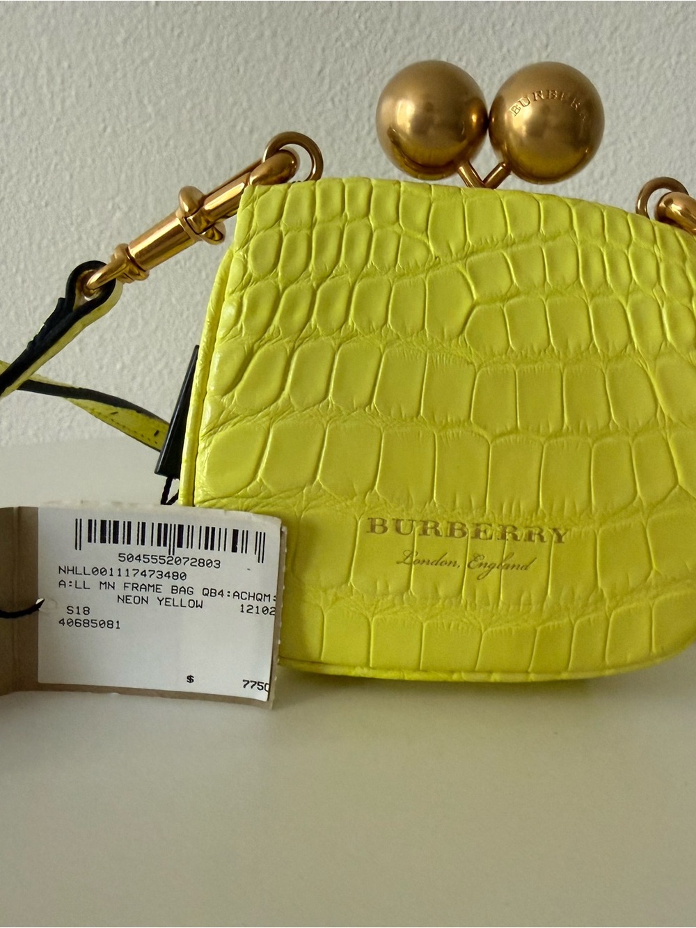 Alligator Mini Frame Bag Neon Yellow - Picture 4 of 6